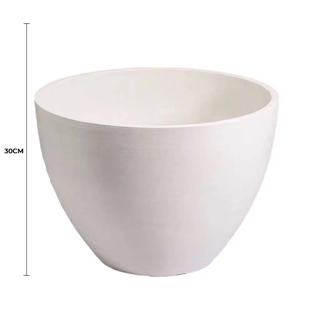 Polished Vintage White Planter Bowl 30cm V637-DP9220030