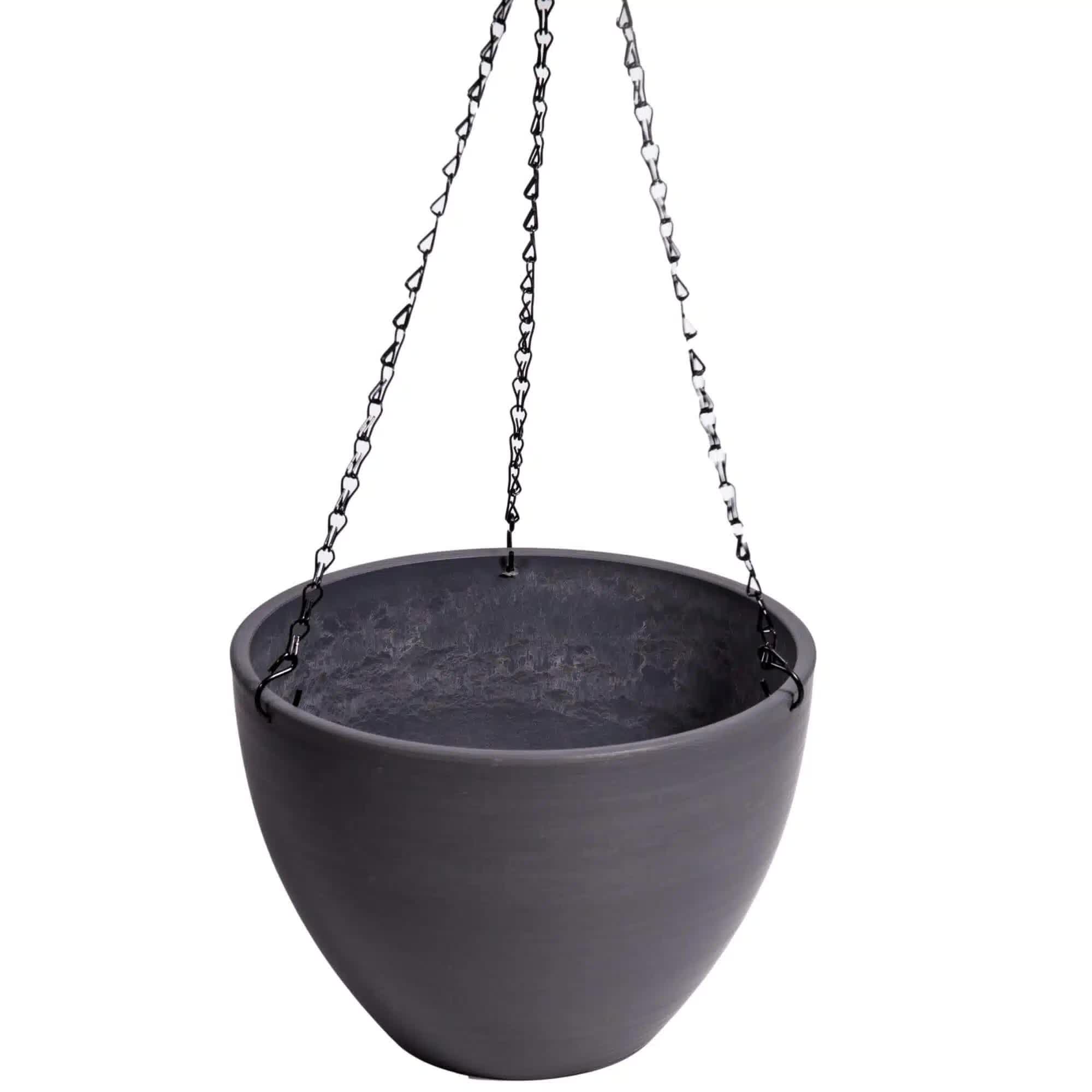Hanging Grey Plastic Pot with Chain 30cm V637-DP9310030