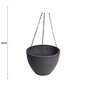 Hanging Grey Plastic Pot with Chain 30cm V637-DP9310030
