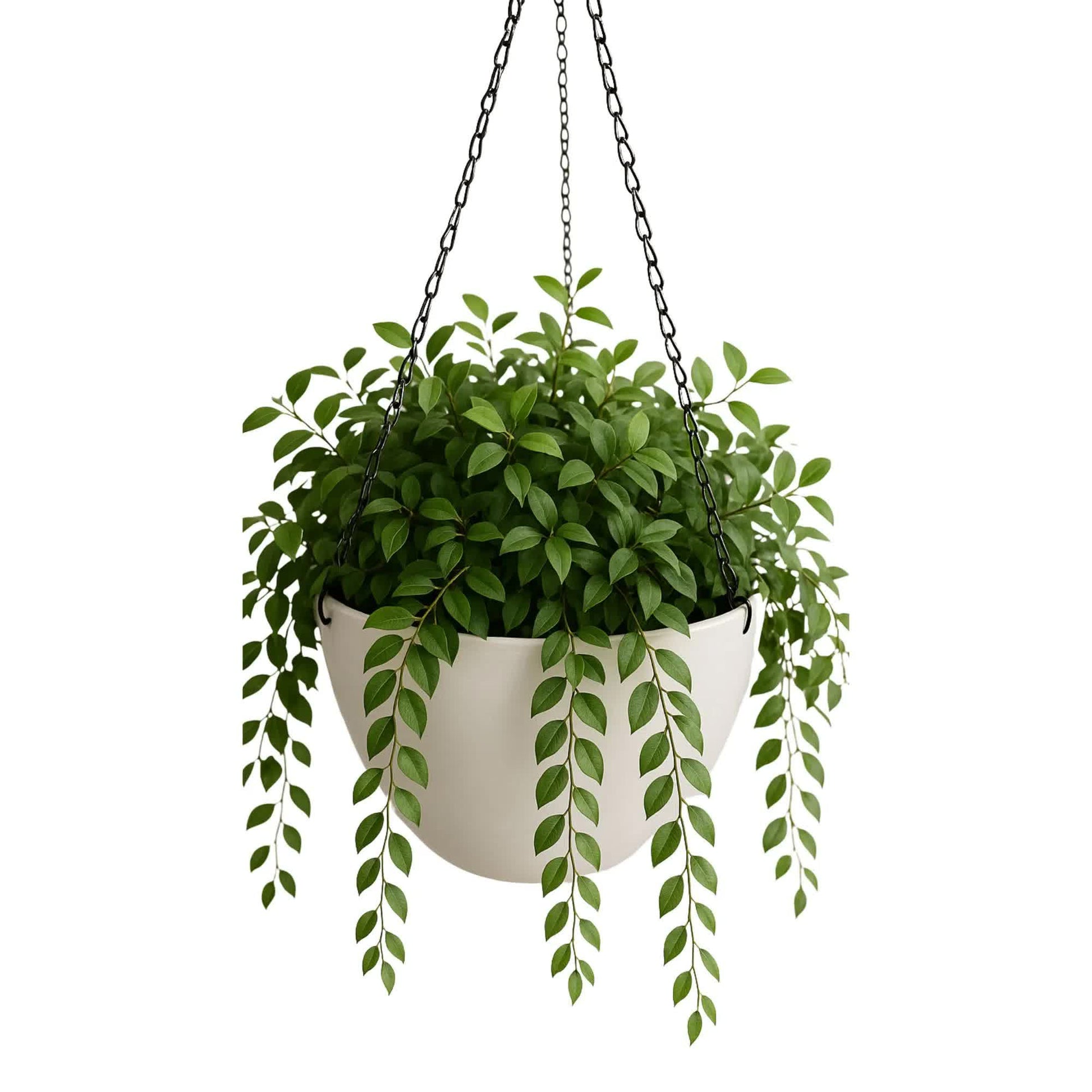 Hanging Rustic White Plastic Pot with Chain 30cm V637-DP9320030