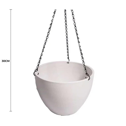 Hanging Rustic White Plastic Pot with Chain 30cm V637-DP9320030