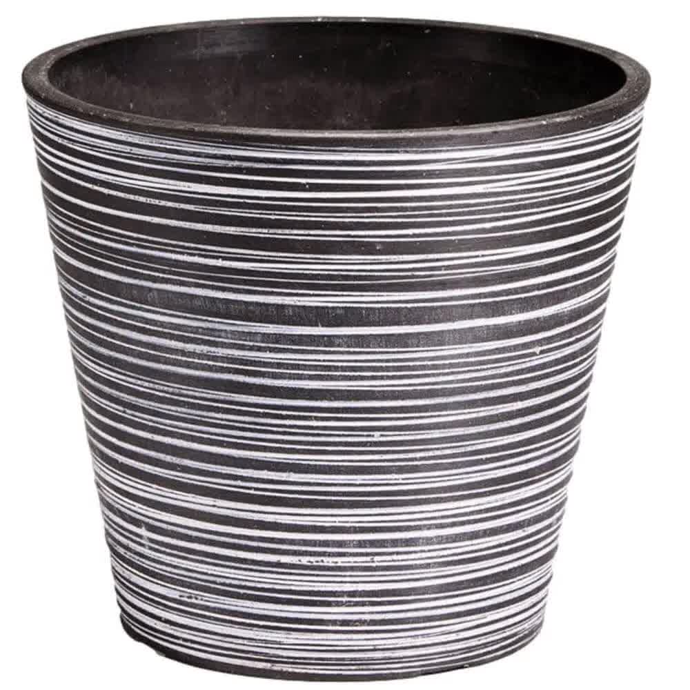 Black and White Engraved Pot 17cm V637-DP9540017