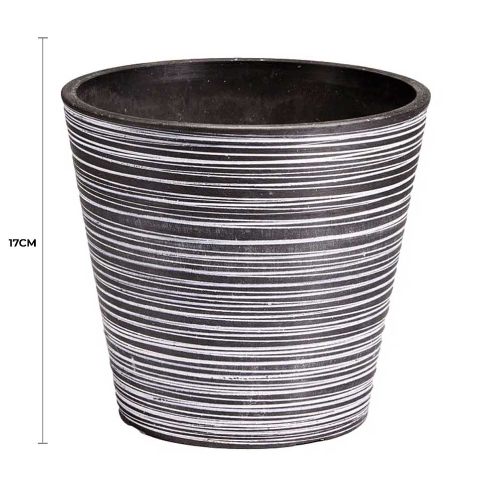 Black and White Engraved Pot 17cm V637-DP9540017