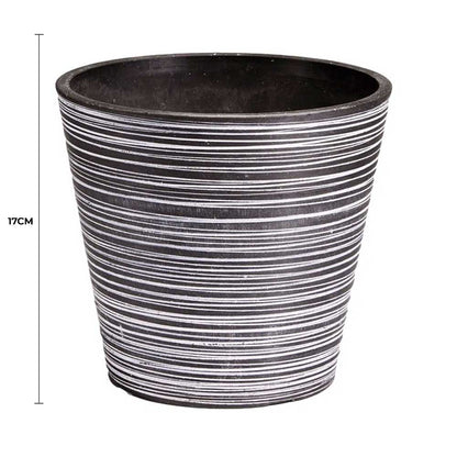 Black and White Engraved Pot 17cm V637-DP9540017