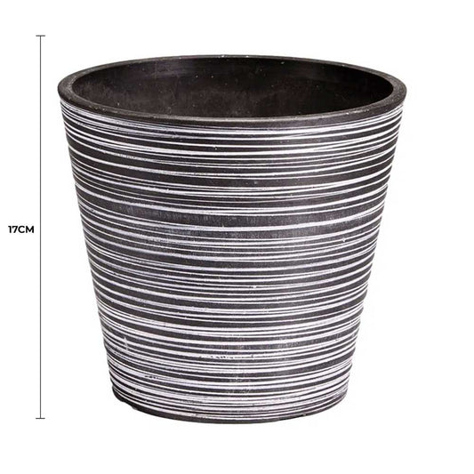 Black and White Engraved Pot 17cm V637-DP9540017
