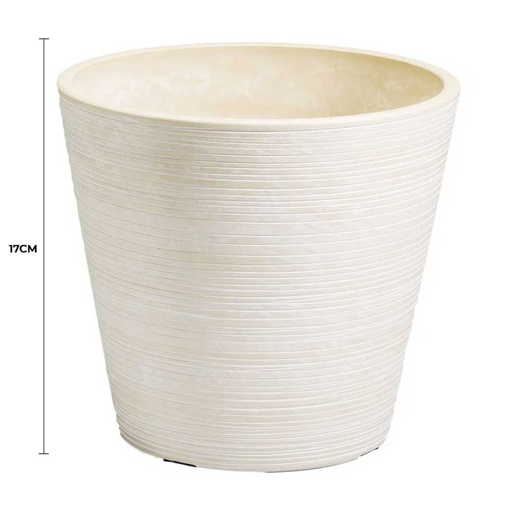 Cream and White Engraved Pot 17cm V637-DP9550017