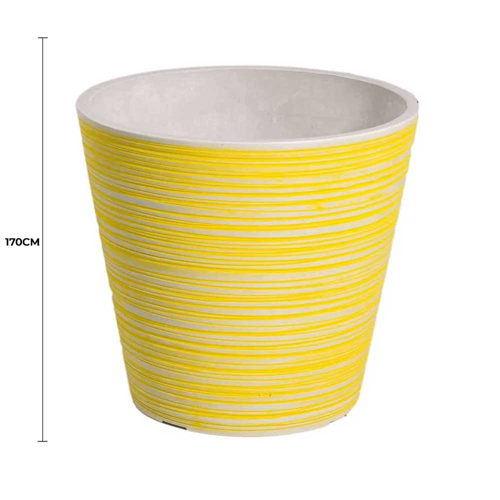 Yellow and White Engraved Pot 17cm V637-DP9560017