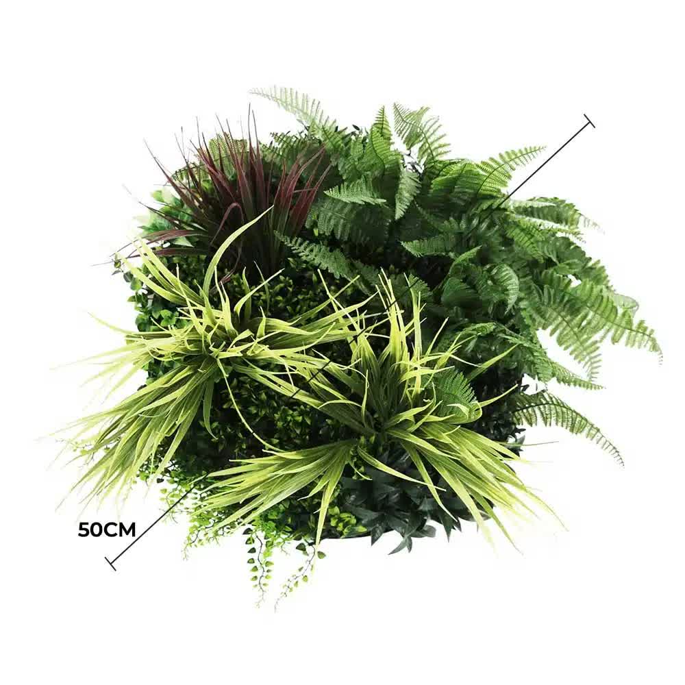 Slimline Artificial Green Wall Disc Art 50cm White Grassy UV Resistant (White) V637-DP9851