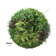 Slimline Artificial Green Wall Disc Art 100cm Grassy Fern UV Resistant (Black) V637-DP9853