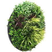 Slimline Artificial Green Wall Disc Art 100cm Grassy Fern UV Resistant (Black) V637-DP9853