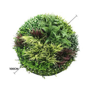 Slimline Artificial Green Wall Disc Art 100cm Grassy Fern UV Resistant (White) V637-DP9856