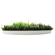Slimline Artificial Green Wall Disc Art 100cm Grassy Fern UV Resistant (White) V637-DP9856