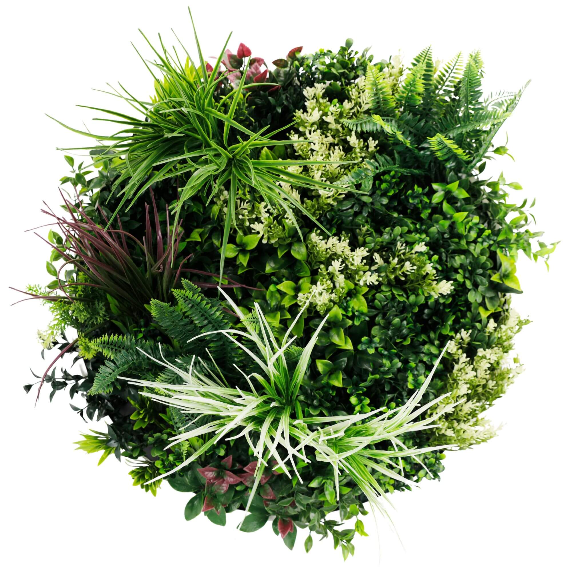 Slimline Artificial Green Wall Disc Art 60cm Colour Fresh UV Resistant (White) V637-DP9862