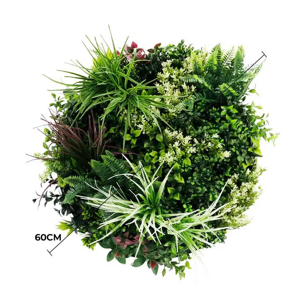 Slimline Artificial Green Wall Disc Art 60cm Colour Fresh UV Resistant (White) V637-DP9862