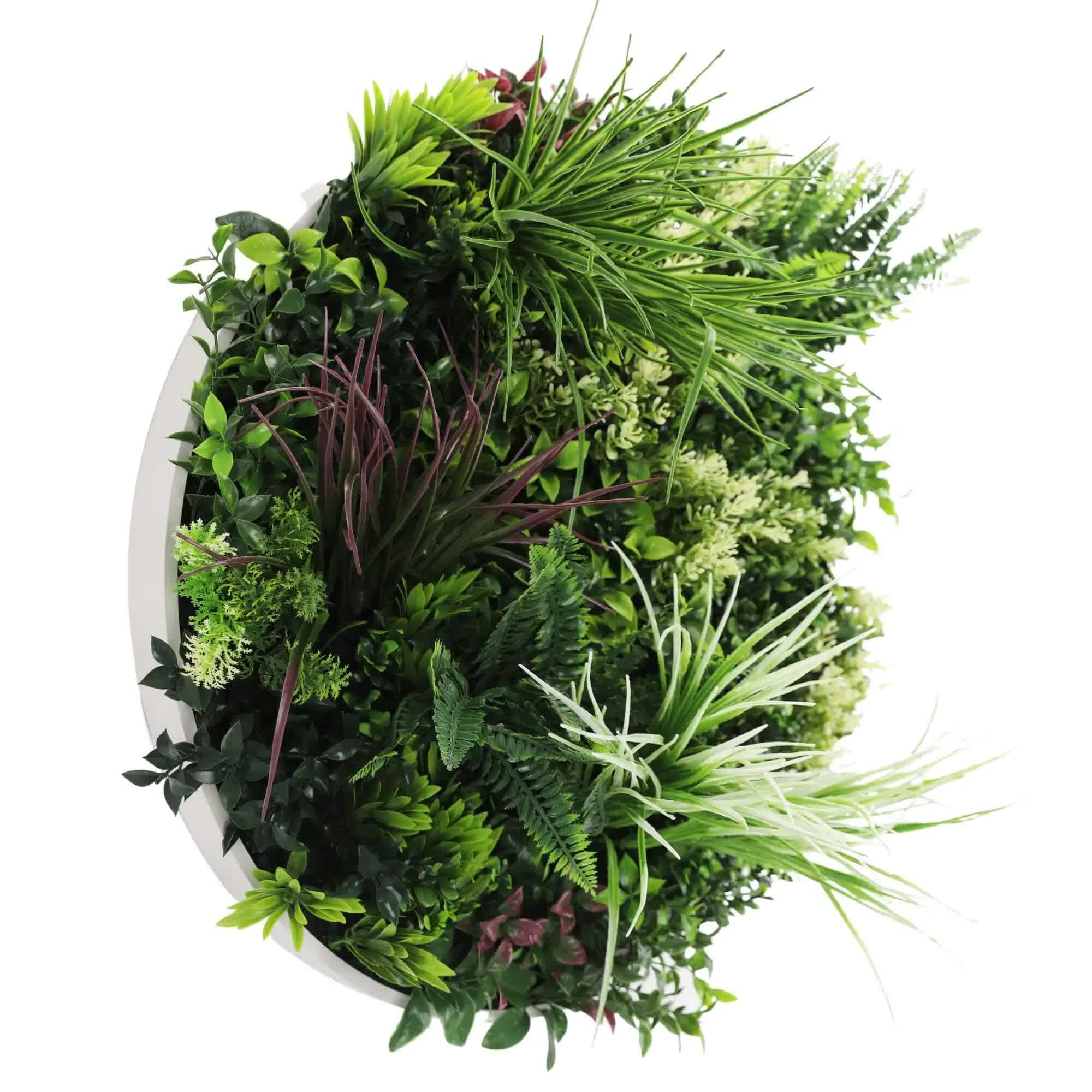 Slimline Artificial Green Wall Disc Art 60cm Colour Fresh UV Resistant (White) V637-DP9862
