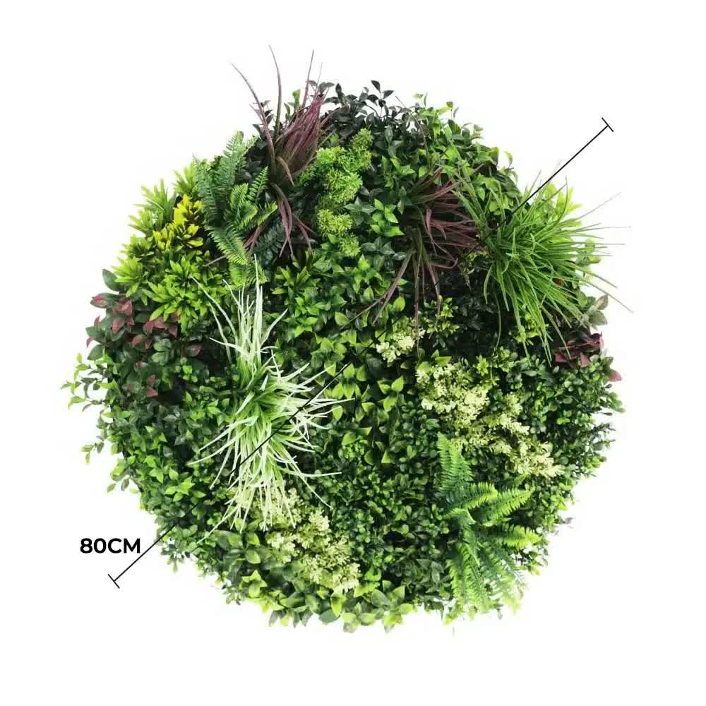 Slimline Artificial Green Wall Disc Art 80cm Colour Fresh UV Resistant (Black) V637-DP9863