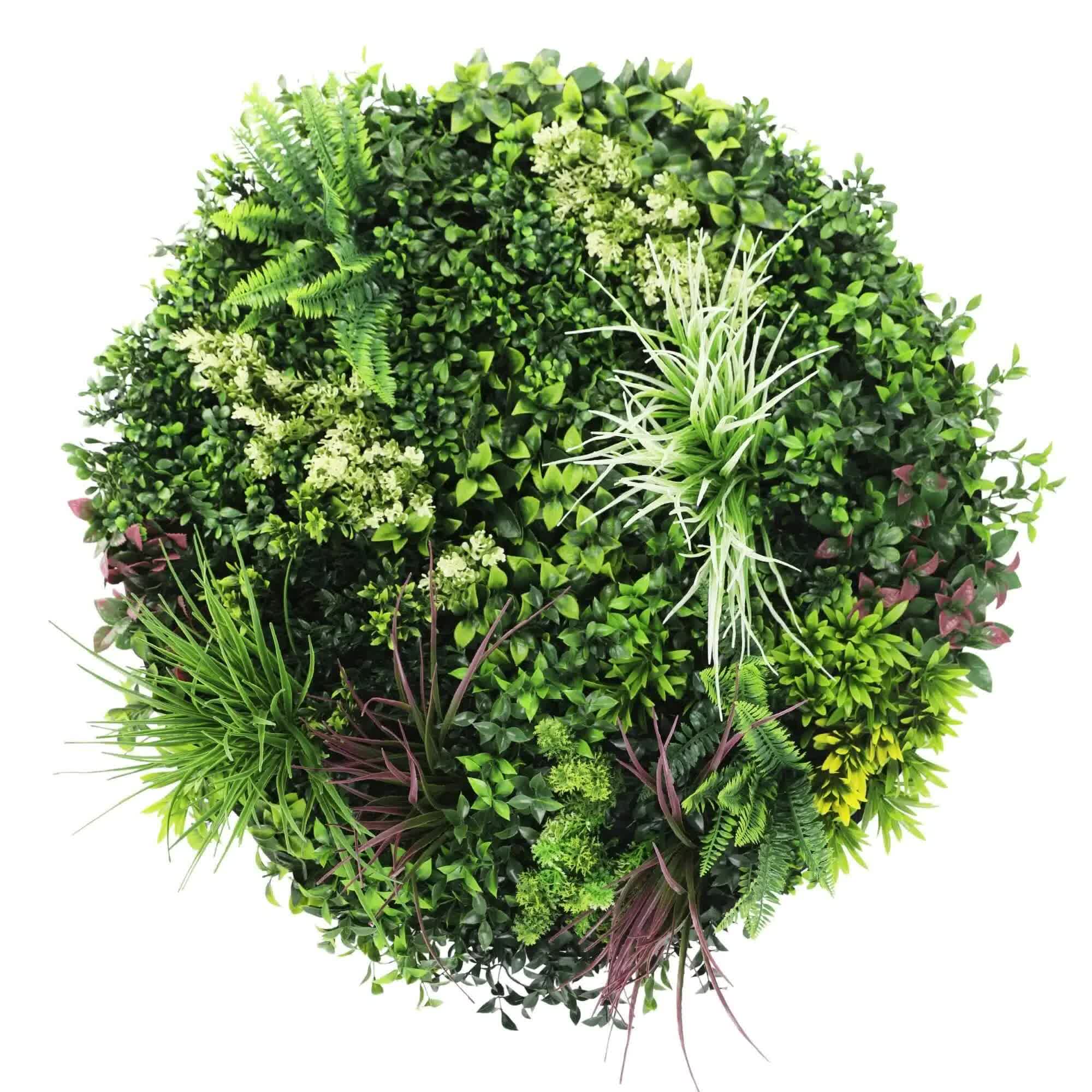 Slimline Artificial Green Wall Disc Art 80cm Colour Fresh UV Resistant (Black) V637-DP9863
