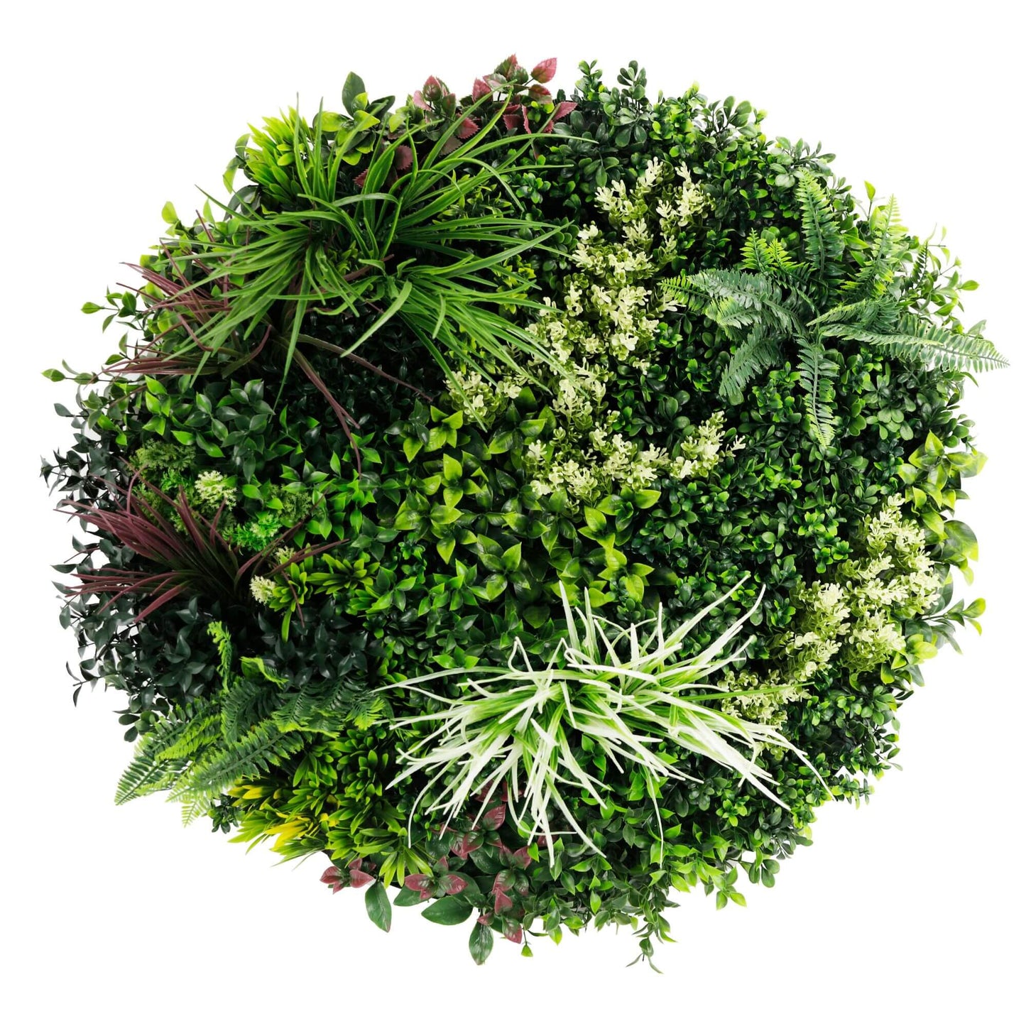 Slimline Artificial Green Wall Disc Art 80cm Colour Fresh UV Resistant (White) V637-DP9864