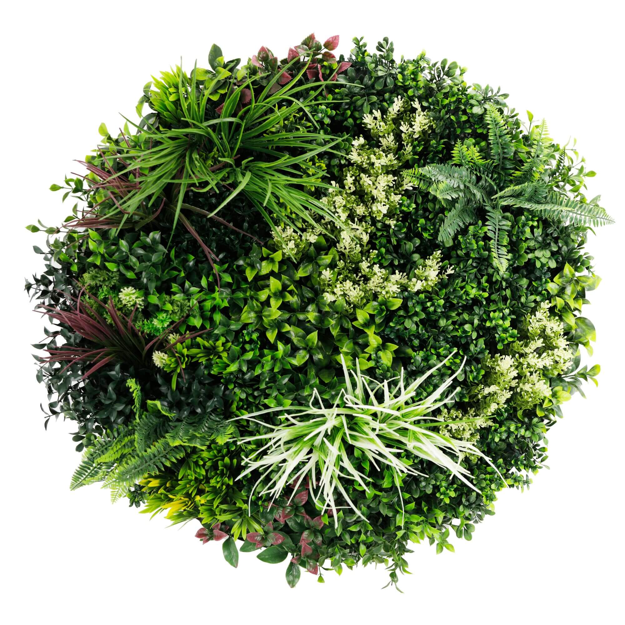 Slimline Artificial Green Wall Disc Art 80cm Colour Fresh UV Resistant (White) V637-DP9864