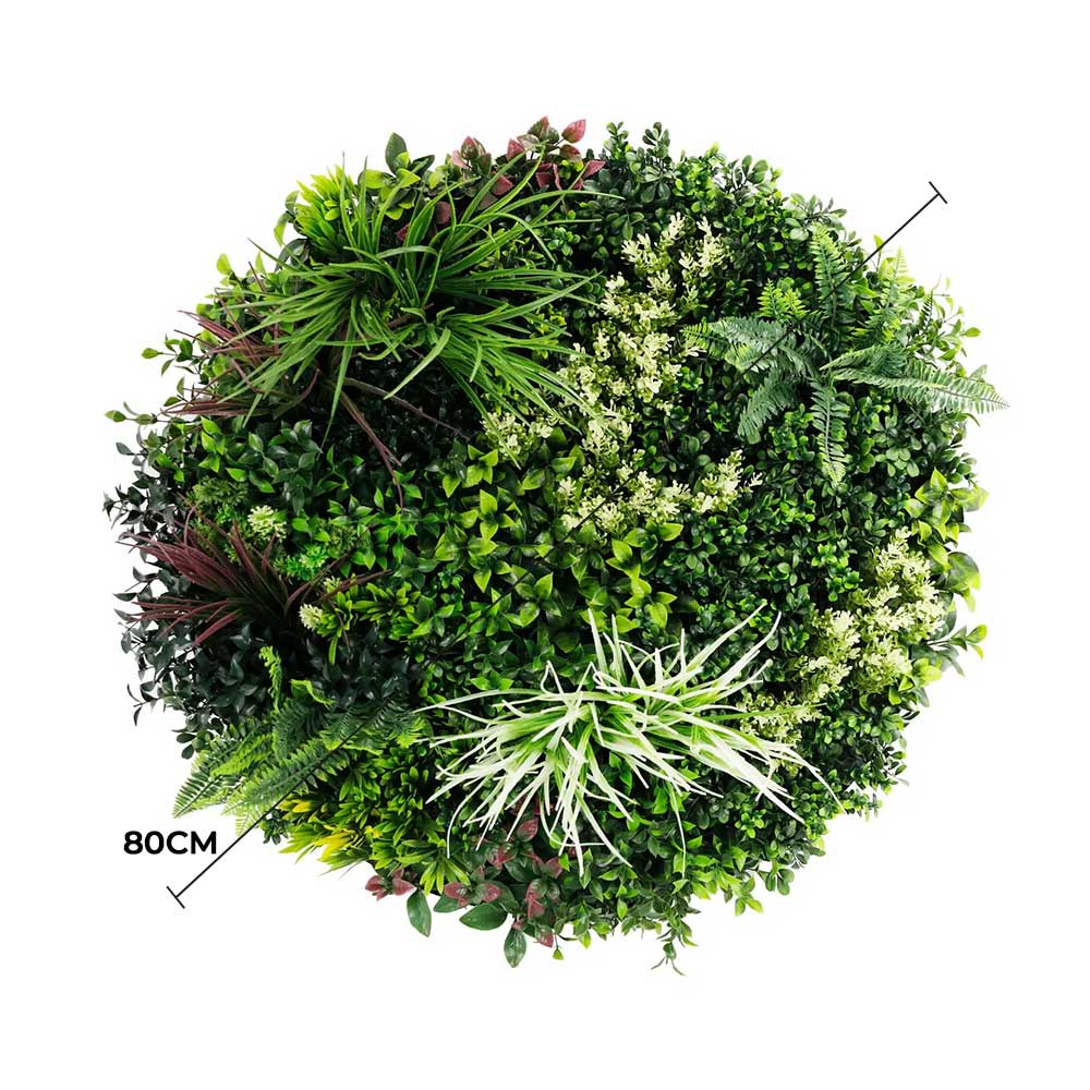 Slimline Artificial Green Wall Disc Art 80cm Colour Fresh UV Resistant (White) V637-DP9864