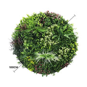 Slimline Artificial Green Wall Disc Art 100cm Colour Fresh UV Resistant (Black) V637-DP9865
