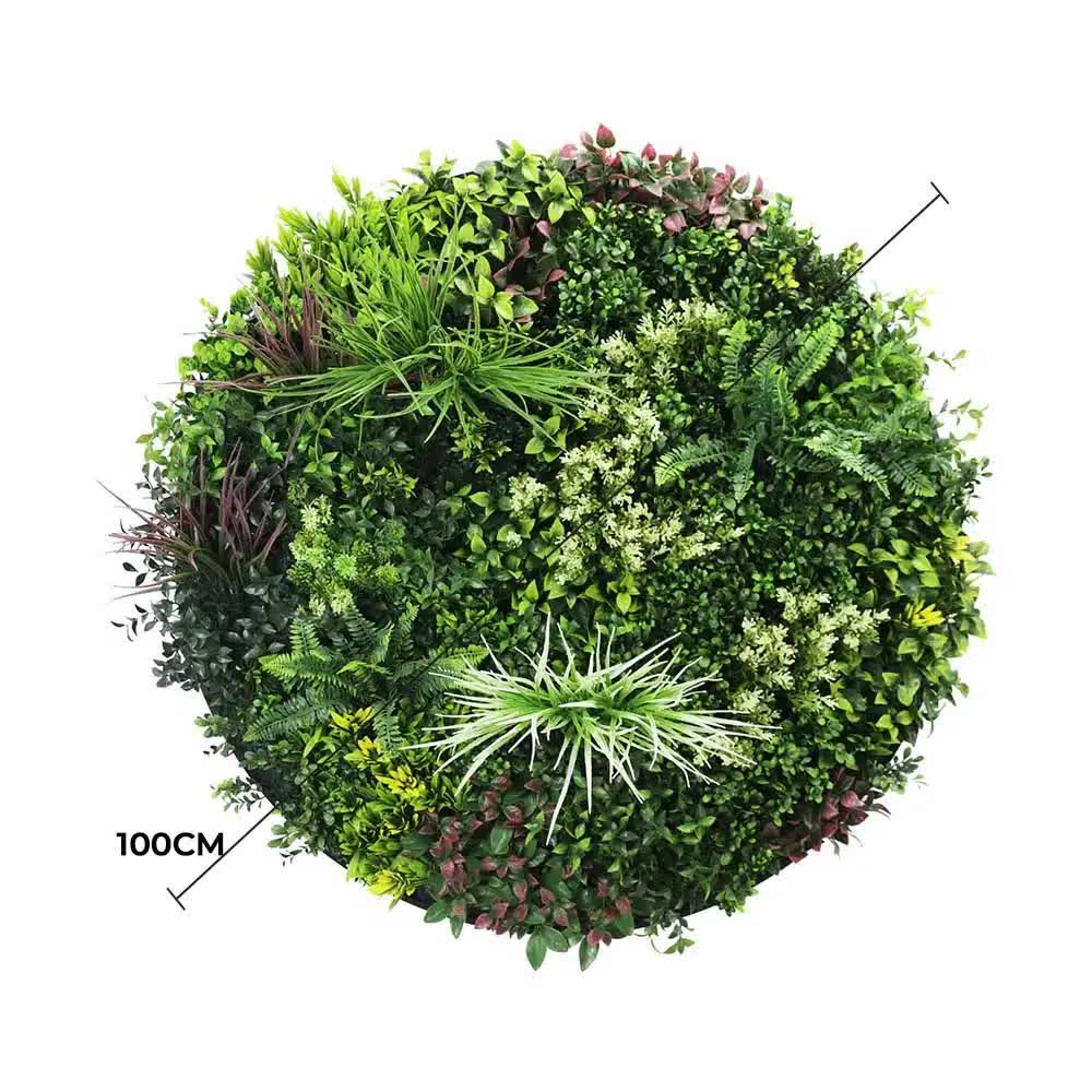Slimline Artificial Green Wall Disc Art 100cm Colour Fresh UV Resistant (White) V637-DP9866