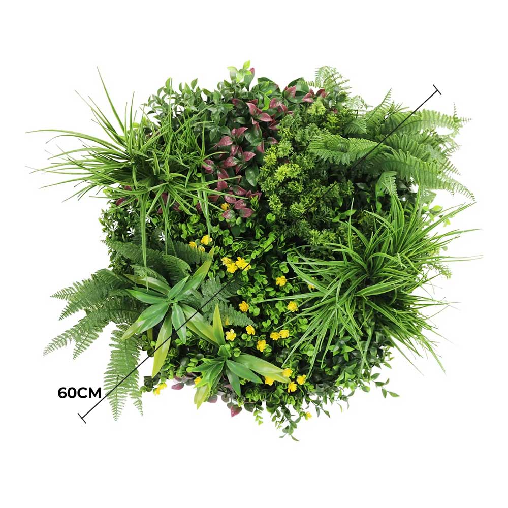Slimline Artificial Green Wall Disc Art 60cm Country Fern UV Resistant (Black) V637-DP9961