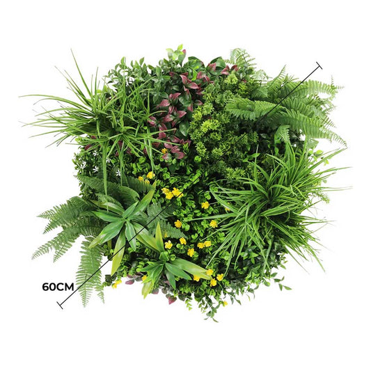 Slimline Artificial Green Wall Disc Art 60cm Country Fern UV Resistant (Black) V637-DP9961