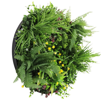Slimline Artificial Green Wall Disc Art 60cm Country Fern UV Resistant (Black) V637-DP9961