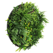 Slimline Artificial Green Wall Disc Art 80cm Country Fern UV Resistant (Black) V637-DP9962