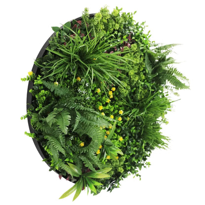 Slimline Artificial Green Wall Disc Art 80cm Country Fern UV Resistant (Black) V637-DP9962