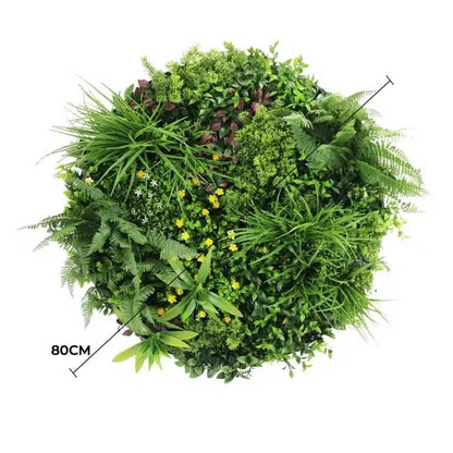Slimline Artificial Green Wall Disc Art 80cm Country Fern UV Resistant (Black) V637-DP9962