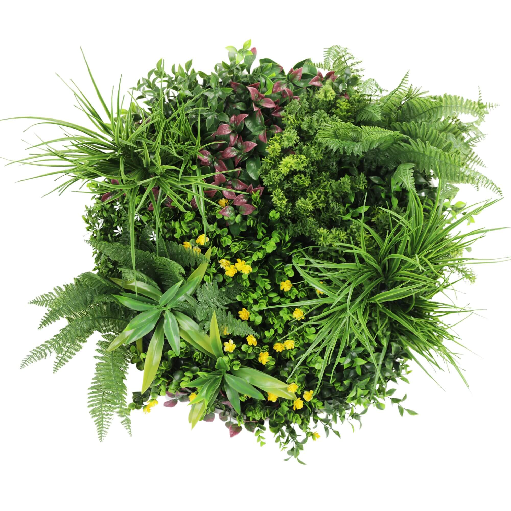 Slimline Artificial Green Wall Disc Art 60cm Country Fern UV Resistant (White) V637-DP9964