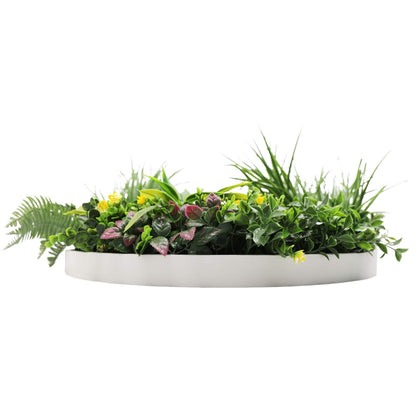 Slimline Artificial Green Wall Disc Art 60cm Country Fern UV Resistant (White) V637-DP9964