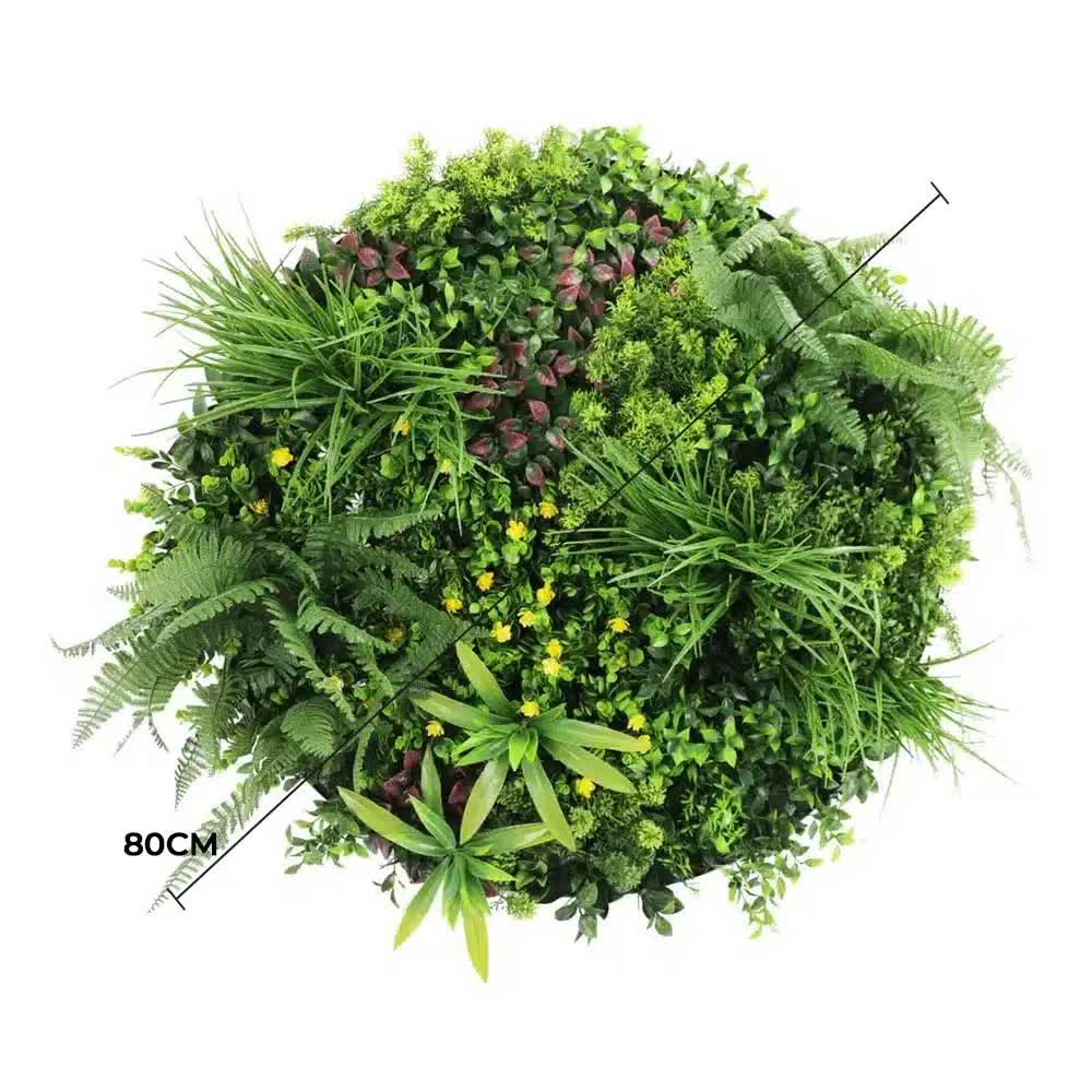 Slimline Artificial Green Wall Disc Art 80cm Country Fern UV Resistant (White) V637-DP9965
