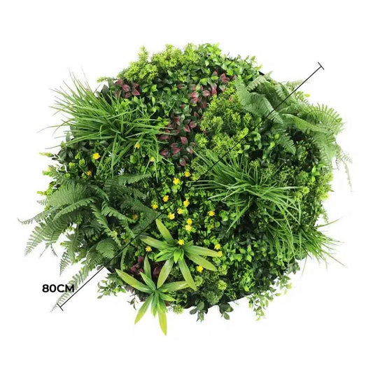 Slimline Artificial Green Wall Disc Art 80cm Country Fern UV Resistant (White) V637-DP9965