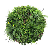 Slimline Artificial Green Wall Disc Art 100cm Country Fern UV Resistant (White) V637-DP9966