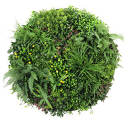 Slimline Artificial Green Wall Disc Art 100cm Country Fern UV Resistant (White) V637-DP9966
