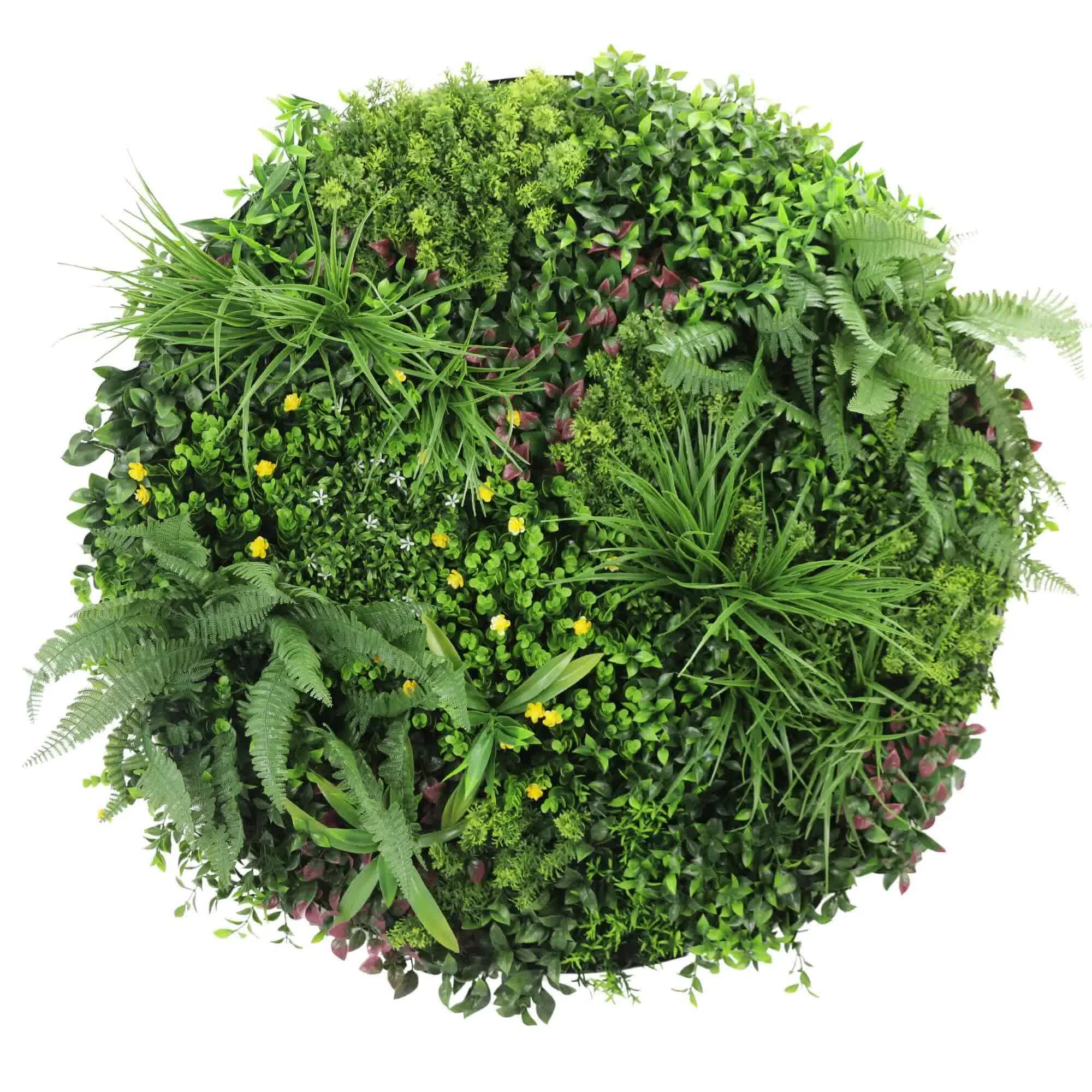 Slimline Artificial Green Wall Disc Art 100cm Country Fern UV Resistant (White) V637-DP9966