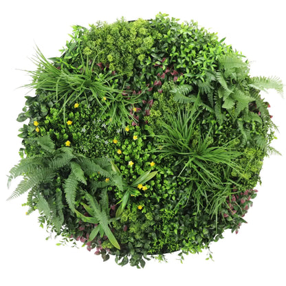 Slimline Artificial Green Wall Disc Art 100cm Country Fern UV Resistant (White) V637-DP9966