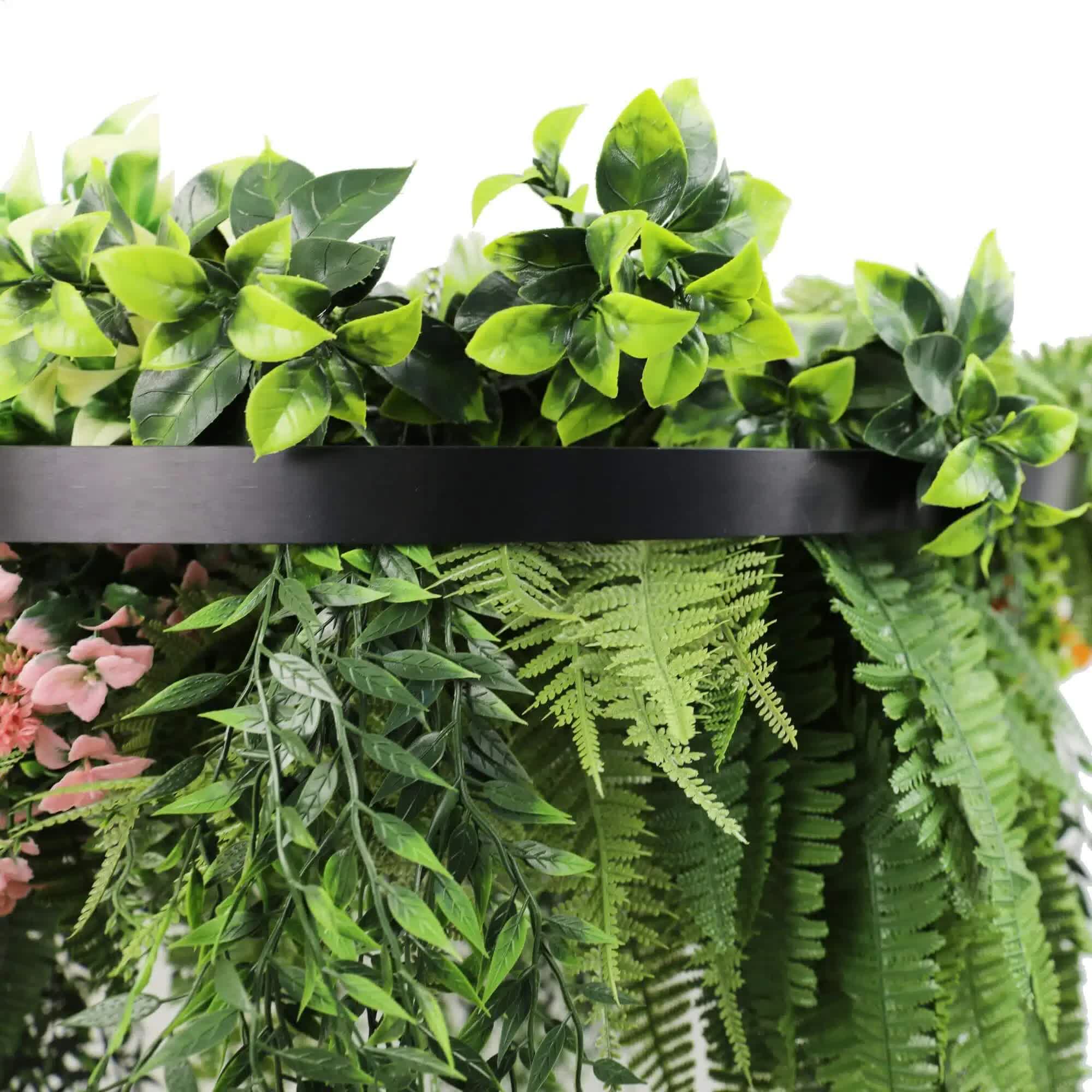 Black Artificial Hanging Green Wall Disc 60cm UV Resistant V637-DP9988018B