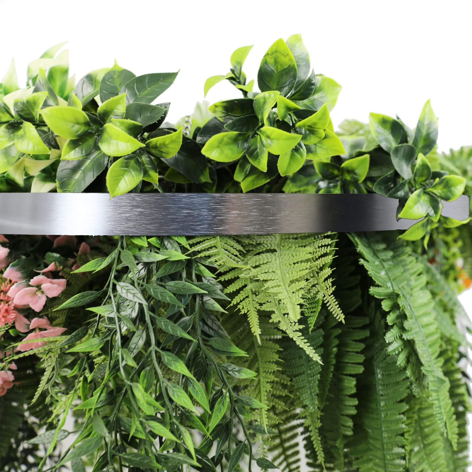 Silver Artificial Hanging Green Wall Disc 60cm UV Resistant V637-DP9988018S