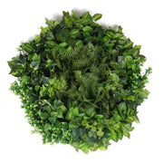 Slimline Artificial Green Wall Disc Art 80cm Mixed Green Fern & Ivy (Modern Black) V637-DPN1112832