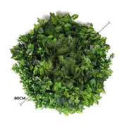 Slimline Artificial Green Wall Disc Art 80cm Mixed Green Fern & Ivy (Modern Black) V637-DPN1112832