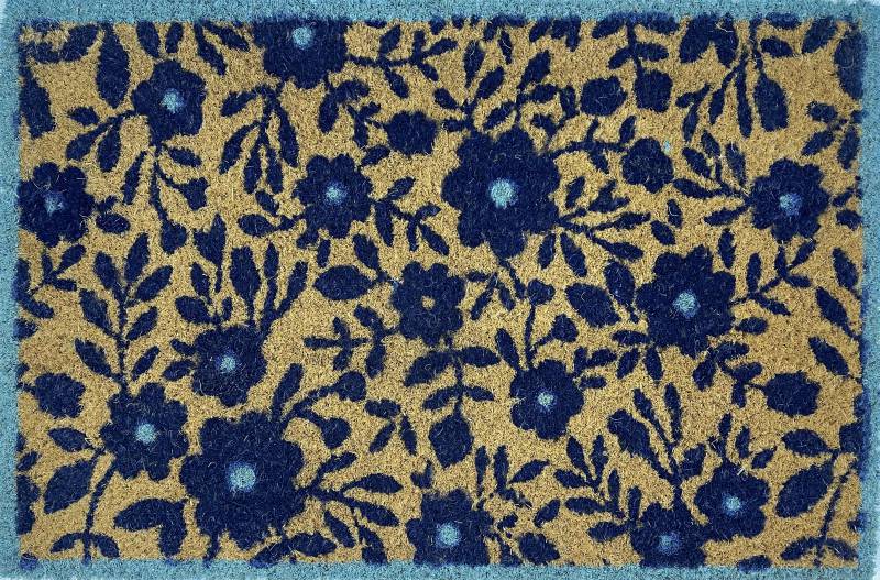 Blue Floral Doormat Door Mat 60cm V637-E423642
