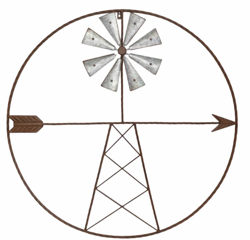 Metal Windmill Wall Art 91x91cm V637-E522784