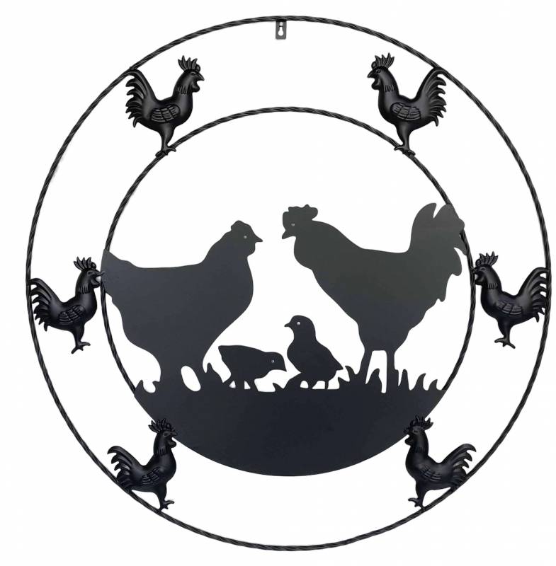 Metal Chicken Wall Art 79x79cm V637-E522811