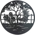Set 2 Happy Rooster Metal Wall Art 98x98cm V637-E522836