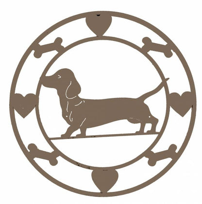 Round Dachshund Metal Wall Art 40cm V637-E522904