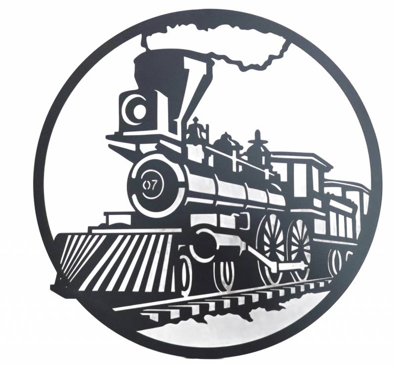 Round Train Metal Wall Art 60cm V637-E522914